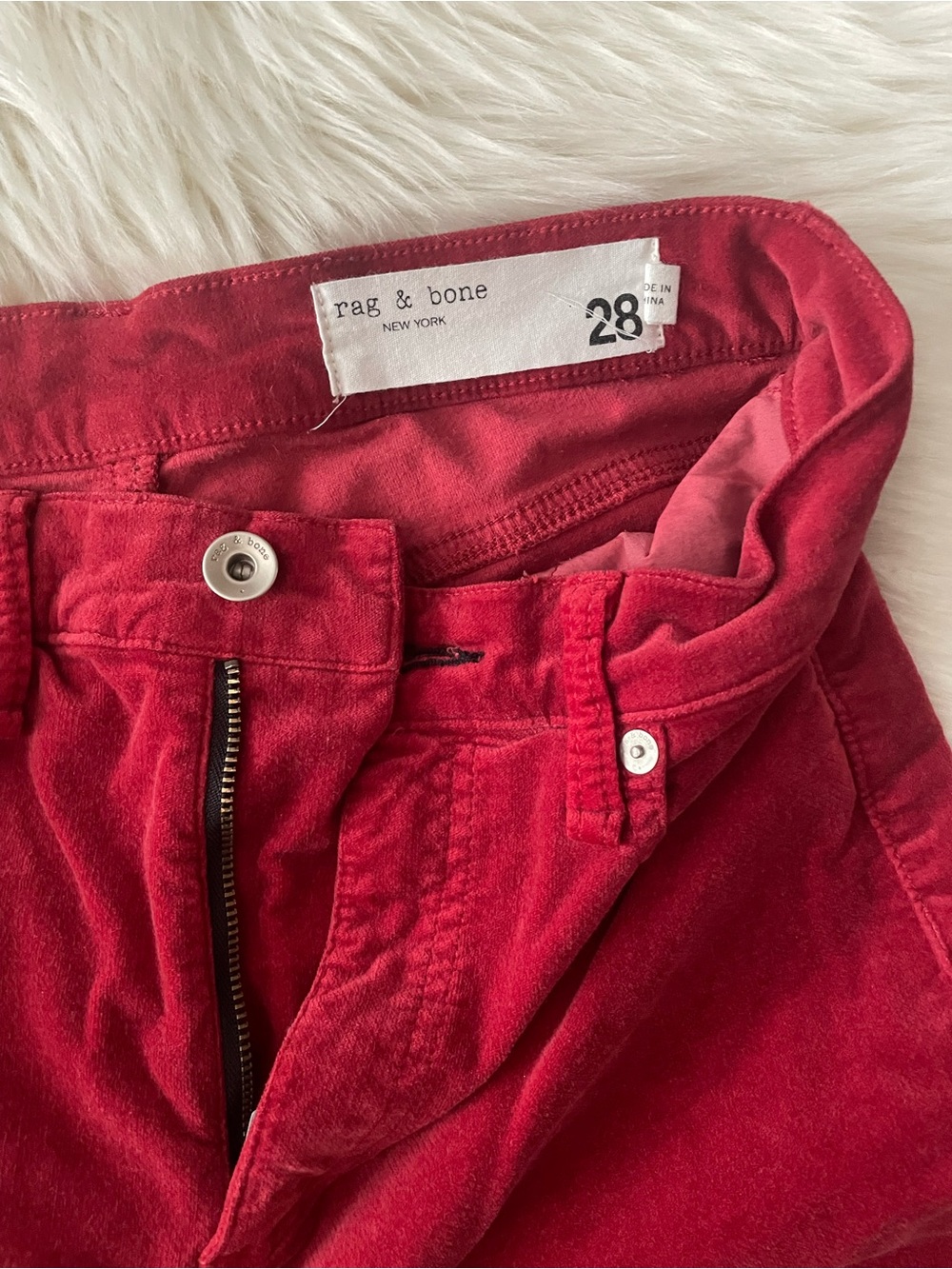 rag & bone Red High-Rise Ankle Skinny Jeans - Picture 10 of 10